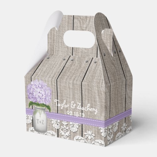 Purple Hydrangea Mason Jar Wedding Favor Gift Box