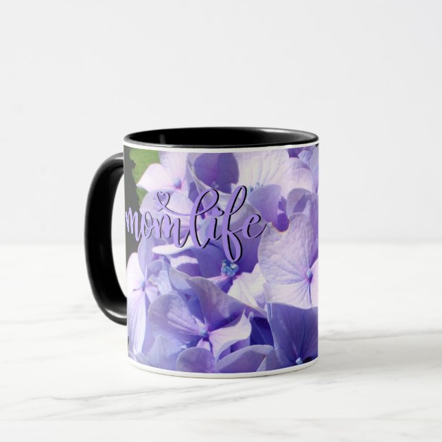 Purple Hydrangea #momlife Mug (Front Left)