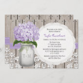 Purple Hydrangea Monogram Mason Jar Bridal Shower Invitation (Front/Back)