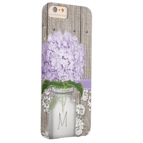 Purple Hydrangea Monogram Mason Jar Barely There iPhone 6 Plus Case
