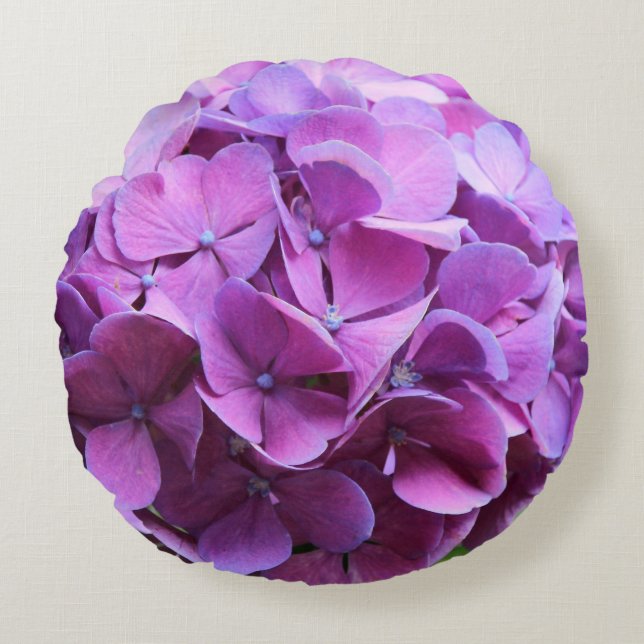 Purple Hydrangea Petal Throw Pillow (Front)