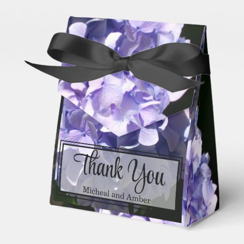 Purple hydrangea purple flower purple floral favor boxes
