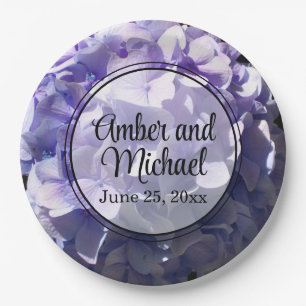 Purple hydrangea purple flower purple floral paper plates