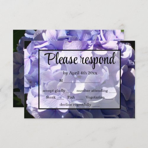 Purple hydrangea purple flower purple floral RSVP card