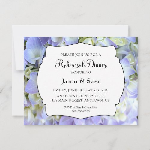 Purple Hydrangea Rehearsal Dinner Personalized Announcements