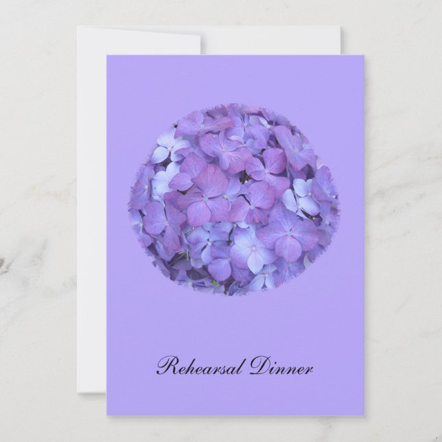 Purple Hydrangea Rehearsal Dinner Invite (Front)