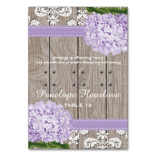 Purple Hydrangea Ribbon DIY Tent Place Card