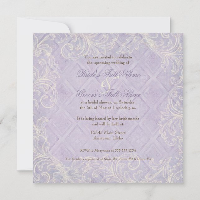 Purple Hydrangea Swirl - Floral Bridal Shower Invitation (Front)