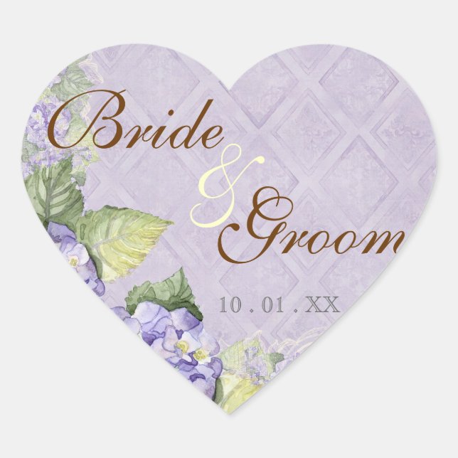Purple Hydrangea Swirl - Wedding Seal or Sticker (Front)