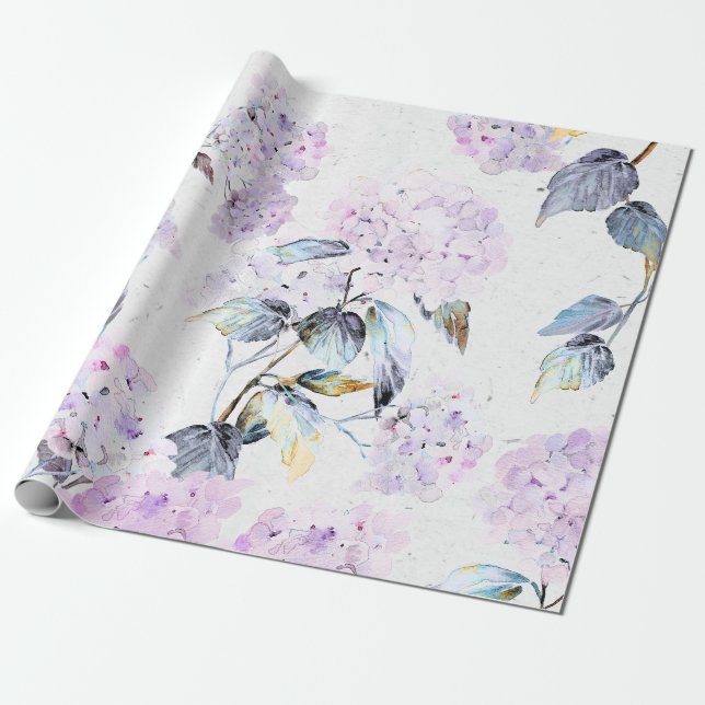 Purple Hydrangea Tissue Paper in Watercolor (Unrolled)