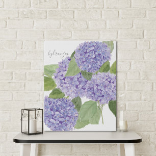 Purple Hydrangea Watercolor Botanical Faux Canvas Print