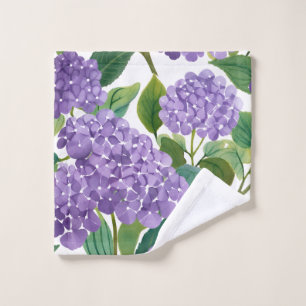 Purple Hydrangea Watercolor Floral Coastal Wash Cloth