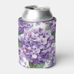 Purple Hydrangea Watercolor Floral Lavender Bloom Can Cooler
