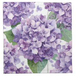 Purple Hydrangea Watercolor Floral Lavender Bloom  Cloth Napkin