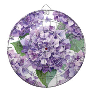 Purple Hydrangea Watercolor Floral Lavender Bloom Dart Board