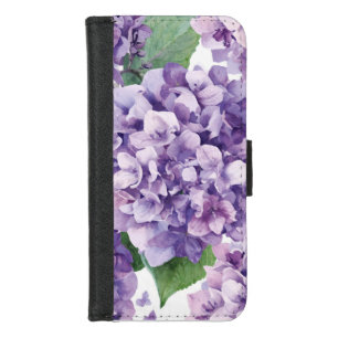 Purple Hydrangea Watercolor Floral Lavender Bloom  iPhone 8/7 Wallet Case