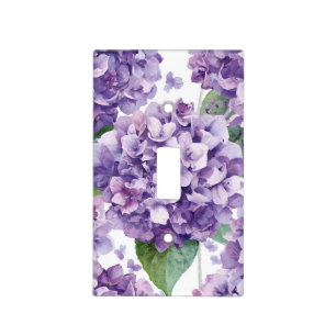 Purple Hydrangea Watercolor Floral Lavender Bloom Light Switch Cover