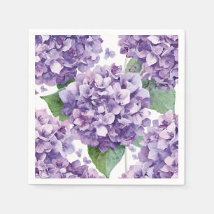 Purple Hydrangea Watercolor Floral Lavender Bloom Napkins