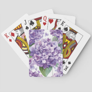 Purple Hydrangea Watercolor Floral Lavender Bloom Poker Cards