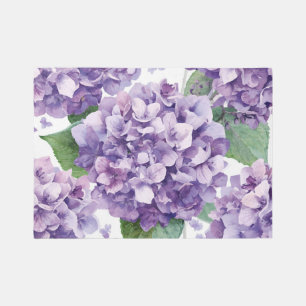 Purple Hydrangea Watercolor Floral Lavender Bloom Rug
