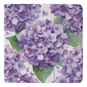 Purple Hydrangea Watercolor Floral Lavender Bloom Trivet