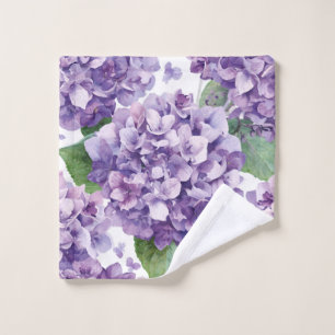 Purple Hydrangea Watercolor Floral Lavender Bloom  Wash Cloth