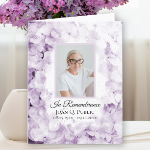 Purple Hydrangea Watercolor Funeral Sympathy Letterpress Thank You Card