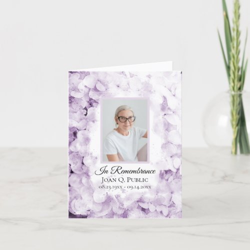 Purple Hydrangea Watercolor Funeral Sympathy Thank You Card