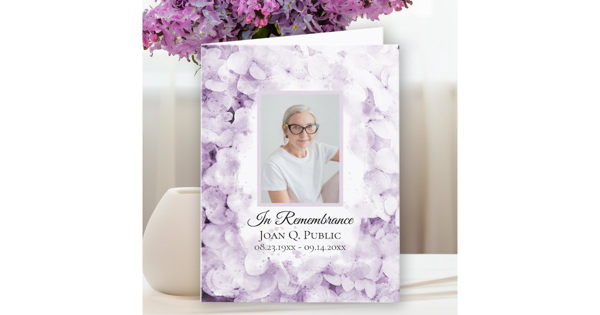 Purple Hydrangea Watercolor Funeral Sympathy Thank You Card | Zazzle