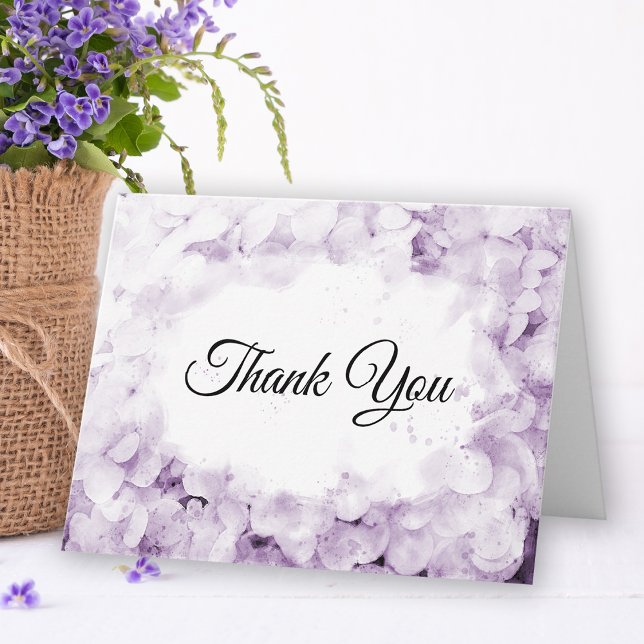 Purple Hydrangea Watercolor Sympathy Thank You Card (Creator Uploaded)