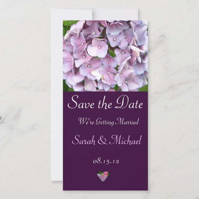 Purple Hydrangea Wedding Announcement Card (Front)