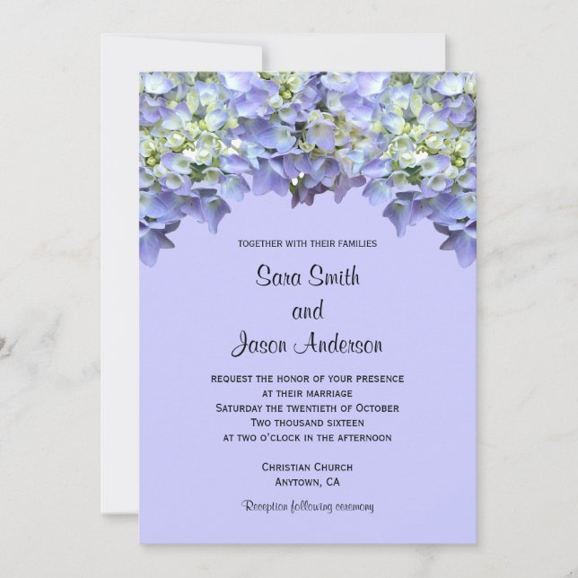 Purple Hydrangea Wedding Invitation (Front)