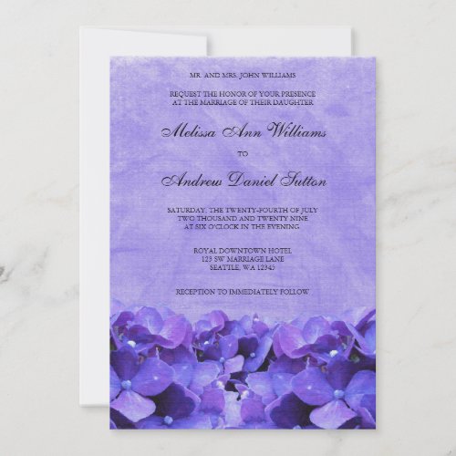 Purple Hydrangea Wedding Invitations