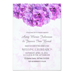 Purple Hydrangea Wedding Invitations Zazzle Purple Hydrangea Wedding Invitations