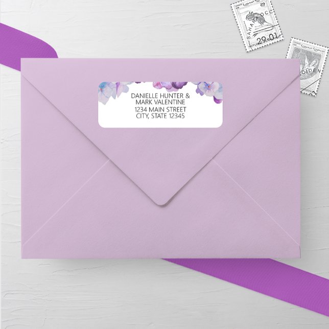 Purple Hydrangea Wedding Return Address Label (Creator Uploaded)