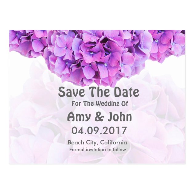 Purple Hydrangea Wedding Save The Date Hydrangea4 Postcard