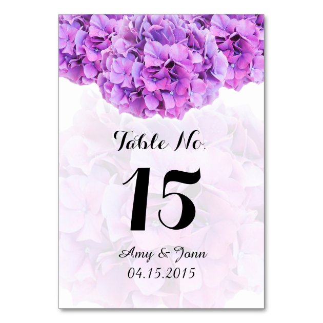 Purple Hydrangea Wedding Table Numbers Hydrangea4 Card