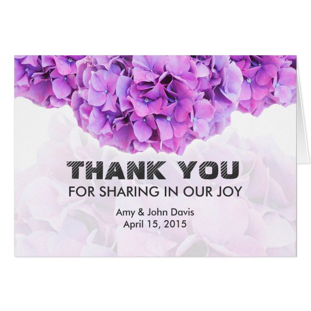 Purple Hydrangea Wedding Thank You Note Hydrangea4 Card