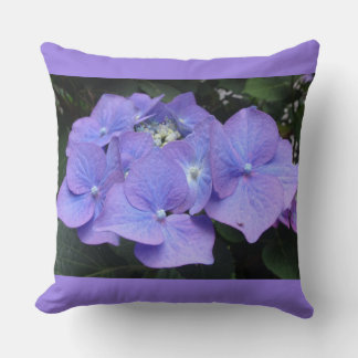 Purple Hydrangea with Border Throw Pillow