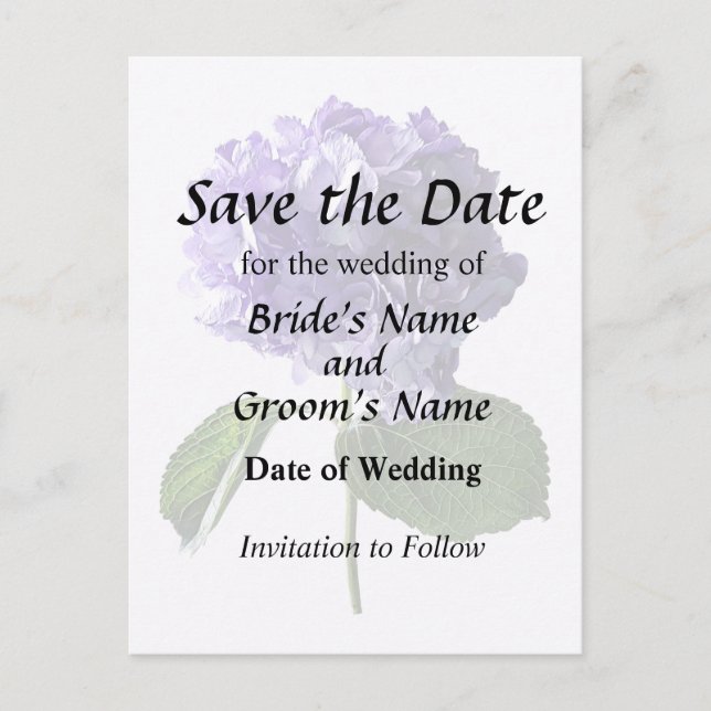 Purple Hydrangea With Leaves Announcement Postcard (Front)