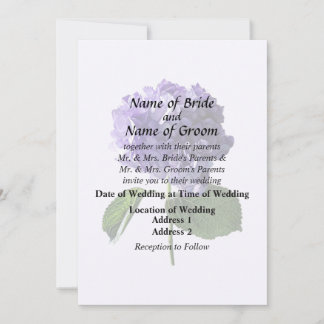 Purple Hydrangea With Leaves Invitation