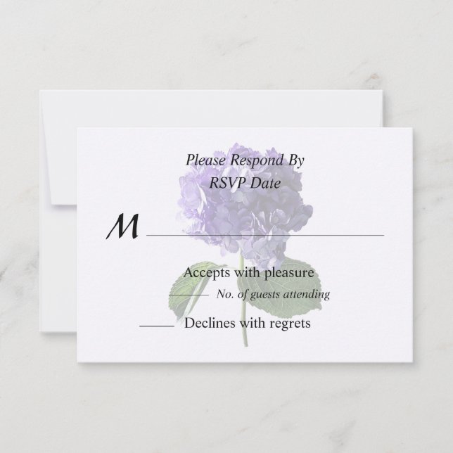 Purple Hydrangea With Leaves RSVP Card (Front)
