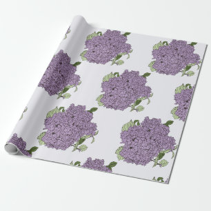 Purple hydrangea wrapping paper