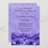 Purple Hydrangeas 80th Birthday Party Invitations (Front/Back)