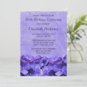 Purple Hydrangeas 80th Birthday Party Invitations (Standing Front)