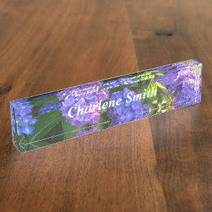 Purple Hydrangeas Desk Name Plate