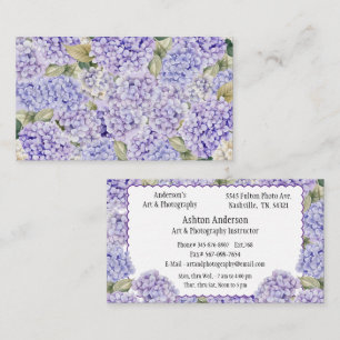Purple Hydrangeas Floral Elegant Vintage Business Card