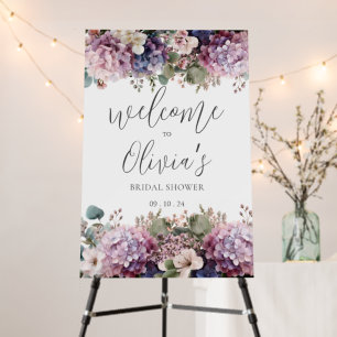 Purple Hydrangeas Floral Watercolor Bridal Shower Foam Board