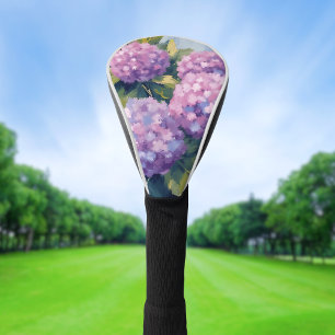 Purple Hydrangeas Floral Watercolor Painting Golf Head Cover