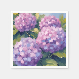 Purple Hydrangeas Floral Watercolor Painting Napkins